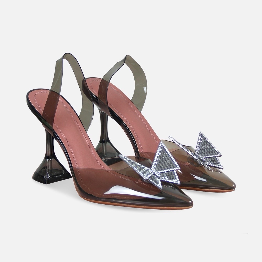 Amina Phoenix slingback High Heel pumps, Women, Black, US 9, Pumps, Rubber